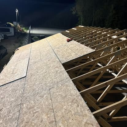 New subfloor decking laid over floor joists